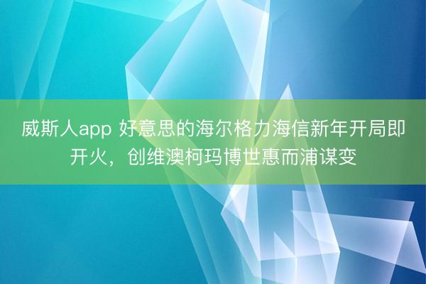 威斯人app 好意思的海尔格力海信新年开局即开火，创维澳柯玛博世惠而浦谋变