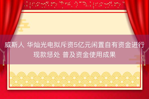 威斯人 华灿光电拟斥资5亿元闲置自有资金进行现款惩处 普及资金使用成果