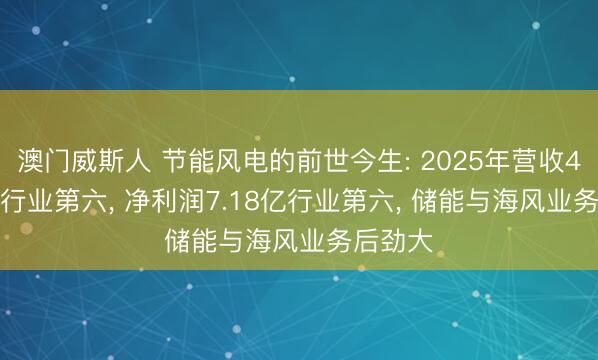 澳门威斯人 节能风电的前世今生: 2025年营收44.95亿行业第六, 净利润7.18亿行业第六, 储能与海风业务后劲大