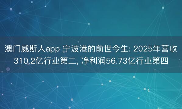 澳门威斯人app 宁波港的前世今生: 2025年营收310.2亿行业第二, 净利润56.73亿行业第四